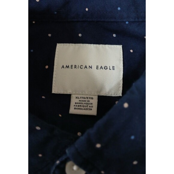 American Eagle Men’s XL Blue Micro Dot Button Front Shirt Long Sleeve Pocket EUC - Picture 8 of 10